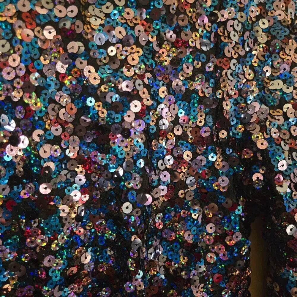 Dress The Population Lola Sequined Dress Blue Multi Open Back Bodycon Size S